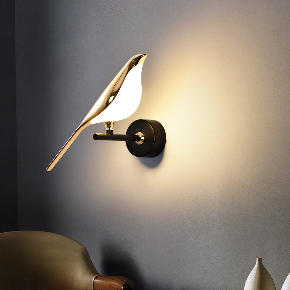 BIZZ Light® “Aves” wandlamp – Designer wandlamp - Dimbaar – Moderne wandlamp – Vogel wandlamp voor woonkamer, slaapkamer, kantoor. - BIZZ Lightstore